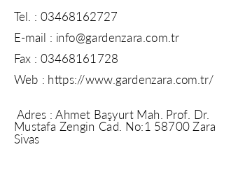 Garden Zara Hotel iletiim bilgileri